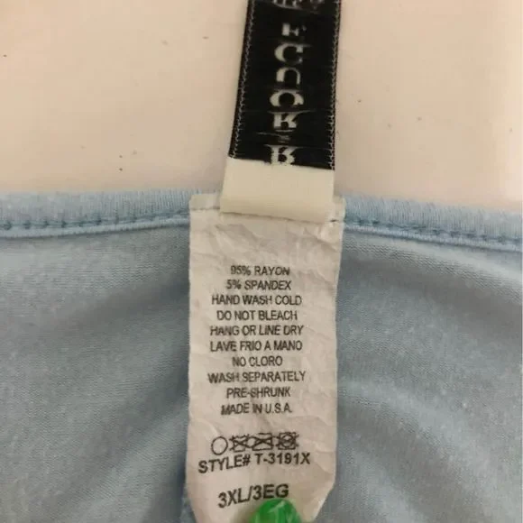 3X R Rouge Boutique Long Ruffled Sleeves Light Blue Blouse Key Hole Front C5155 - Picture 5 of 6